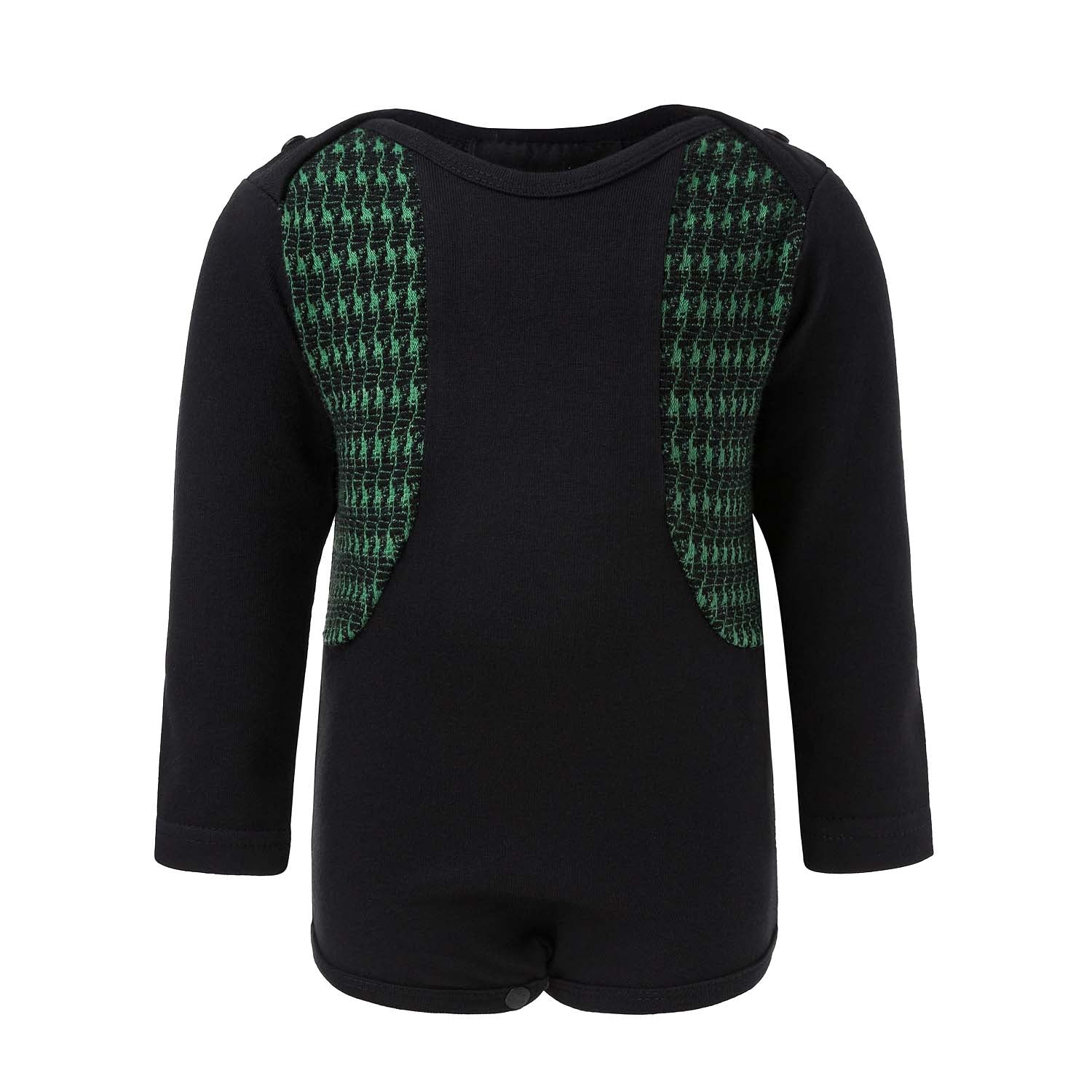 Black Onesie with Green Elements-0